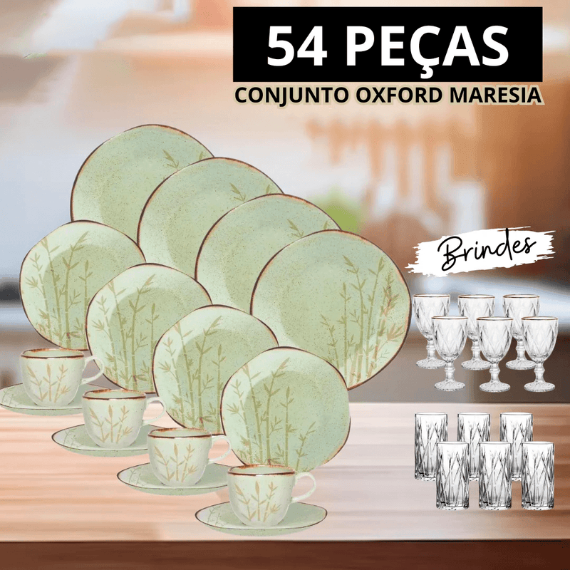 Aparelho de Jantar Oxford 48 Peças + 6 Taças Diamond + Talheres de BRINDE - SOMENTE HOJE!