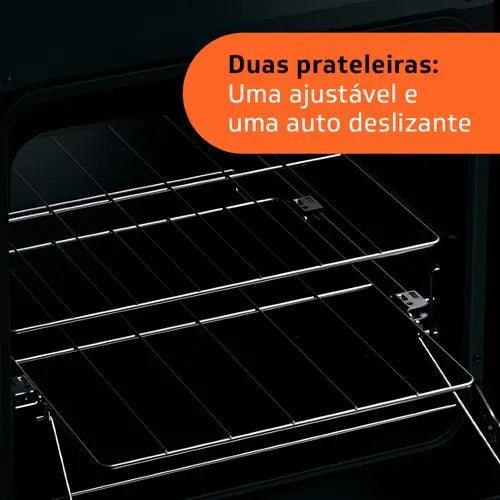 Fogão Brastemp 4 Bocas Inox com mesa de vidro, dupla chama e grill elétrico - BFO4VBR