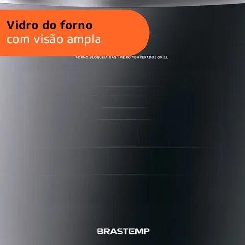 Fogão Brastemp 4 Bocas Inox com mesa de vidro, dupla chama e grill elétrico - BFO4VBR