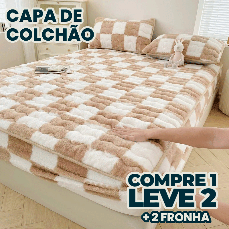 Capa de Colchão Peluciada Impermeável Dupla Proteção Elegante Compre 1 e Ganhe Outra + 2 Fronhas Exclusivas!